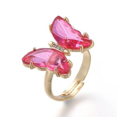 Adjustable Brass Glass Finger Rings