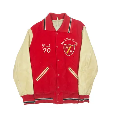 LASLEY Monte Vista Varsity Jacket Red 80s Mens L