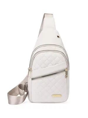 Women's Solid Color Quilted Design Fanny Pack, Fashionable Multi-pocket Design Zipper Bum Bag for Daily Used, Casual Trendy V...