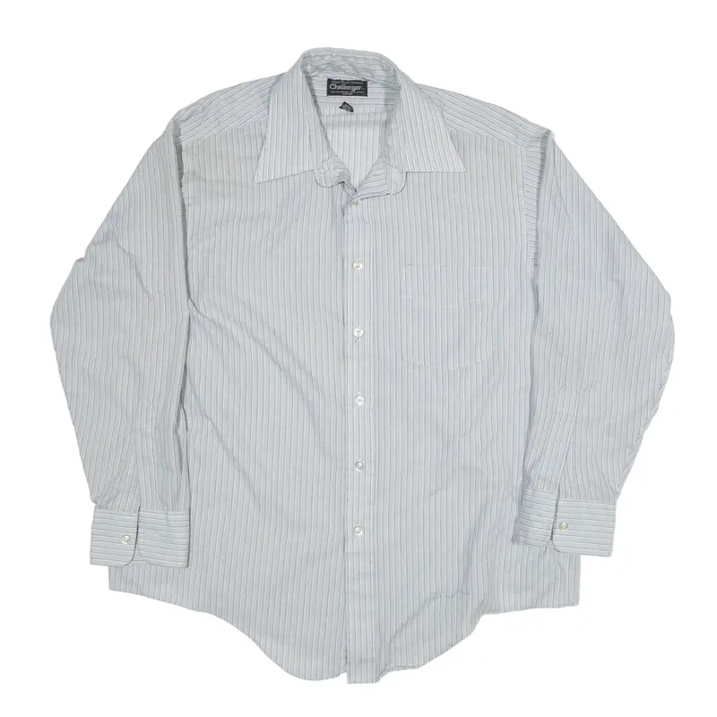 CHALLENGER Shirt Grey Striped Long Sleeve Mens M