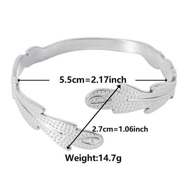 Non-Tarnish Stylish European and American Feather 304 Stainless Steel Cuff Bangles for Women