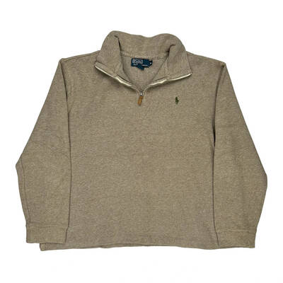 Polo By Ralph Lauren 1/4 Zip - XL Beige Cotton Blend