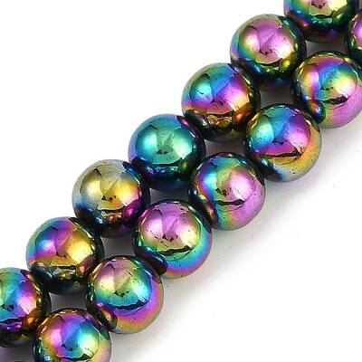 Electroplated Synthetic Magnetic Hematite Beads Strands