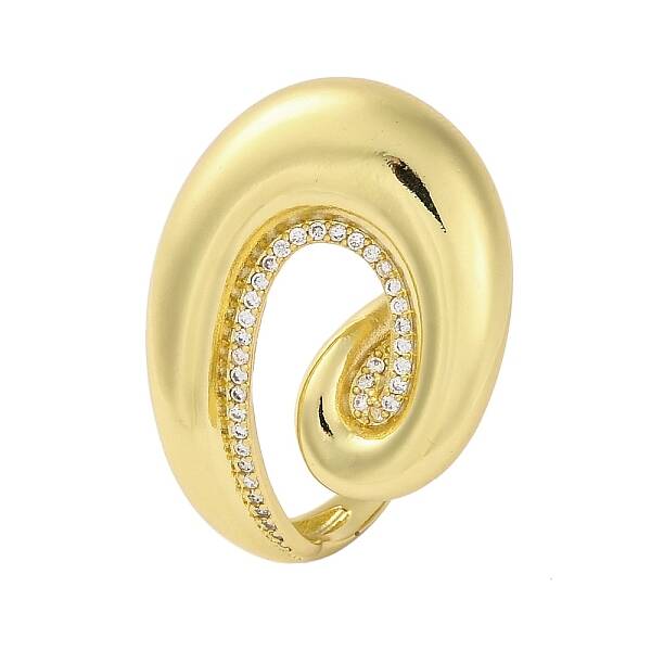 Brass Micro Pave Cubic Zirconia Open Cuff Rings for Women