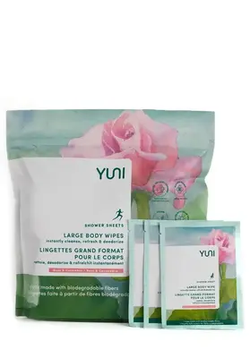 ROSE CUCUMBER Shower Sheets Large 12 x 10 natural biodegradable Body Wipes - bag of 30