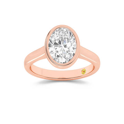 Secret Kiss Bezel Set Oval Lab Grown Diamond Engagement Ring | 14K Rose Gold 1 1/2 CT. TW.