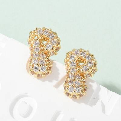 Brass Micro Pave Cubic Zirconia Stud Earrings