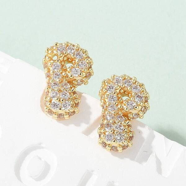 Brass Micro Pave Cubic Zirconia Stud Earrings