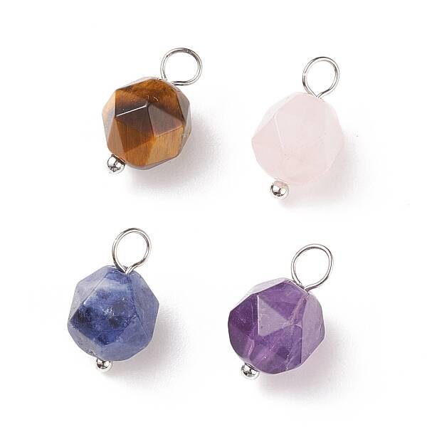 Faceted Natural Mixed Stone Pendants
