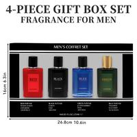 Men's Eau De Toilette Spray Gift Box 4-Piece Set 0.85 Fl Oz/bottle EDT Gifts for Men Long Lasting Fragranc Men's Travel Coffr...