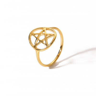 Stainless Steel Hollow Lucky Star Ring Women Fashionable Durable Ring