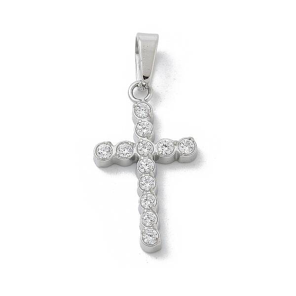 Ion Plating(IP) 304 Stainless Steel Micro Pave Cubic Zirconia Pendants