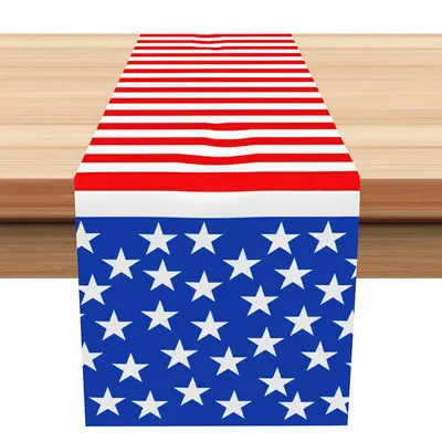 Ameican Flag Stars Table Runner For Independence Day - Aperturee