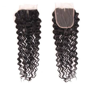 Deep Wave Hair 4*4 Lace Closure Brazilian 100% Human Hair-AshimaryHair.com