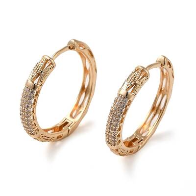 Brass Cubic Zirconia Hoop Earrings for Women