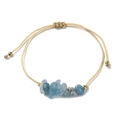 Natural Aquamarine Chips Braided Bead Bracelets