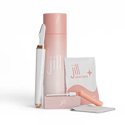Jill Facial Razor Kit for Women | Facial Hair Removal Dermaplaning Kit Includes 1 Jill Wand, 1 Pre-Shave Oil Wipe, 2 Dermapla...