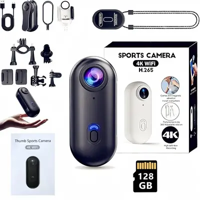 Alano 4K 128G Thumb Action Camera, Tiny Size, Mount Anywhere, Small Body Camera with Spring Clip, Portable Vlogging, Hands-Fr...