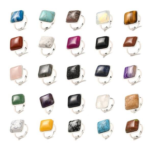 Natural & Synthetic Gemstone Adjustable Rings