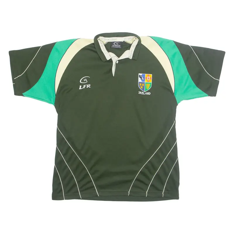 LIVE FOR RUGBY Ireland Mens Polo Shirt Green L
