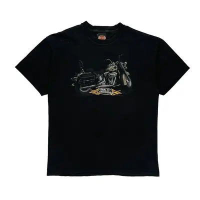 Made In Usa Groton Connecticut Harley Davidson Graphic T-Shirt - Large Navy Cotton