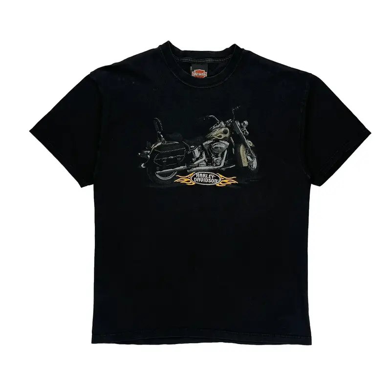 Made In Usa Groton Connecticut Harley Davidson Graphic T-Shirt - Large Navy Cotton