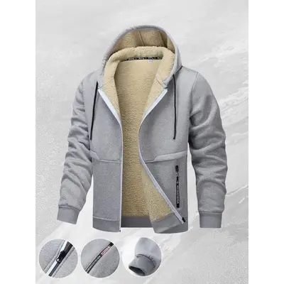 Men's Classic Hooded Warmth Jacket, Fleece Lined for Skin-Friendly Heat, Adjustable Hooded, Ribbed Hem, Urban Commuter Trendy...