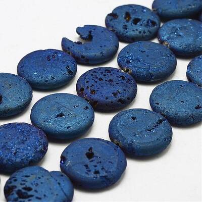 Electroplated Natural Druzy Geode Crystal Beads Strands