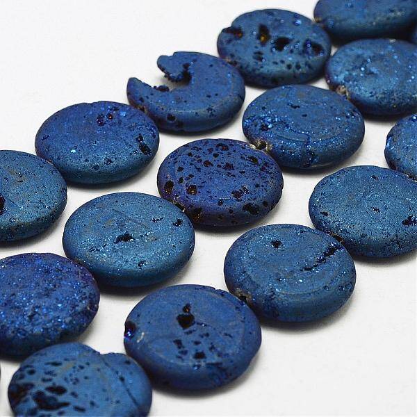 Electroplated Natural Druzy Geode Crystal Beads Strands