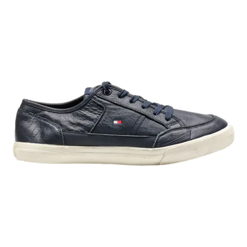 TOMMY HILFIGER Low Top Trainers Blue Leather Mens UK 7