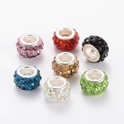 Polymer Clay Rhinestone European Beads