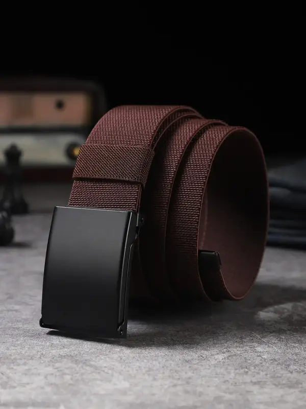 All-match Automatic Buckle Belt for Men, Elastic Waistband for Jeans Trousers, Accessory for Daily Used Summer Fall 2024, Fal...