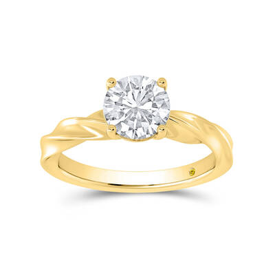 Ripple Round Lab Created Solitaire Diamond Ring | 18K Yellow Gold 3 CT. TW.