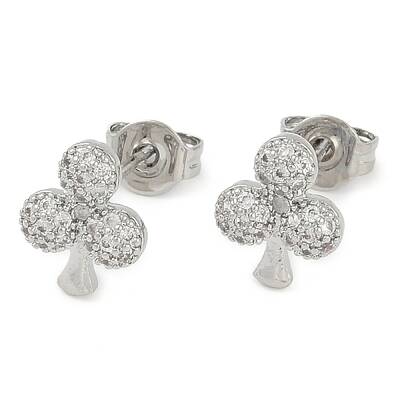 Rack Plating Club Brass Pave Cubic Zirconia Stud Earrings for Women