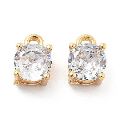 Brass Micro Pave Clear Cubic Zirconia Charms