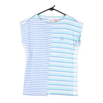Adidas Striped T-Shirt - Medium Blue Cotton