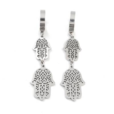 Non-Tarnish Hamsa Hand 304 Stainless Steel Dangle Earrings