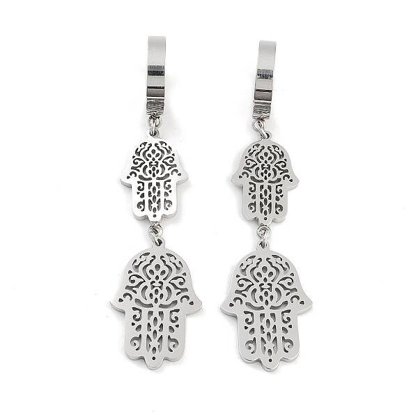 Non-Tarnish Hamsa Hand 304 Stainless Steel Dangle Earrings