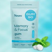 Neuro Memory & Focus Decaf Gum with American Ginseng (90 Pieces) - Sugar Free Nootropic Brain Supplements with L theanine, Gi...