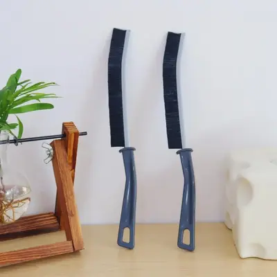 Curved Gap Cleaning Brush, 1/2 Counts Multifunctional Gap Brush with Handle, Window Sink Groove Cleaning Tool, Bathroom Gadge...