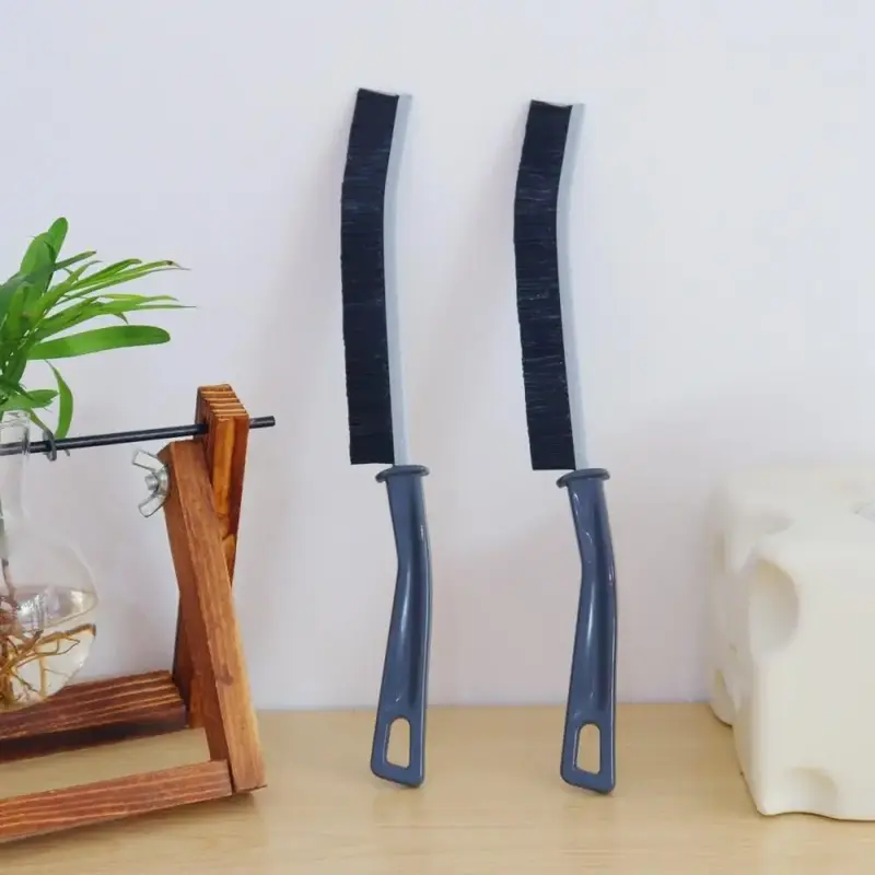 Curved Gap Cleaning Brush, 1/2 Counts Multifunctional Gap Brush with Handle, Window Sink Groove Cleaning Tool, Bathroom Gadge...