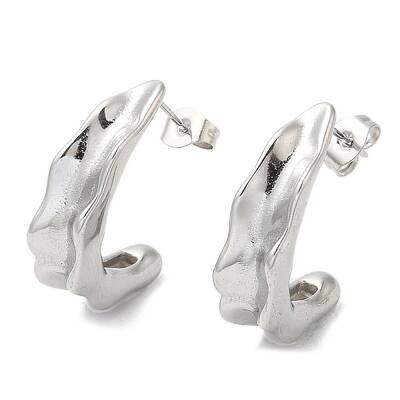 Non-Tarnish 304 Stainless Steel Twist Bean Pod Stud Earrings