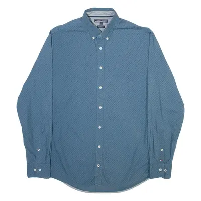 TOMMY HILFIGER Mens Shirt Blue Floral Long Sleeve L