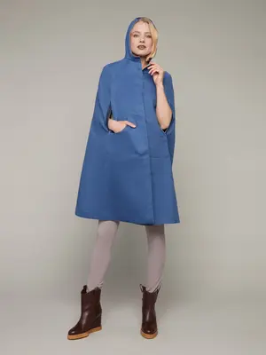 STORM | Reversible Hooded Cape | Colour: BLUE / LIGHT GREY | Size: L
