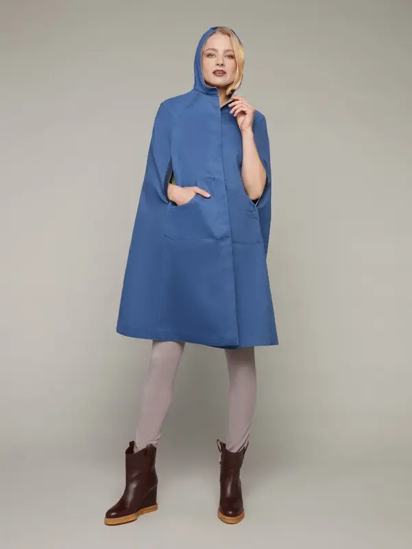 STORM | Reversible Hooded Cape | Colour: BLUE / LIGHT GREY | Size: L