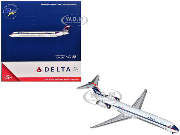 McDonnell Douglas MD-88 Commercial Aircraft Delta Air Lines (N925DL) White with Blue and Red Graphics 1/400 Diecast Model Air...