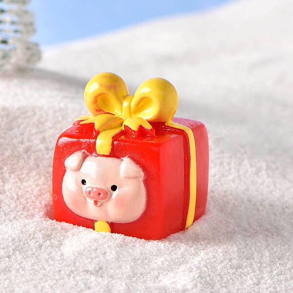Christmas Themed Resin Gift Box Figurine