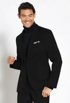 Suit And Turtleneck Combo - Turtleneck Prom Outfits - Prom Turtleneck   Black Suit