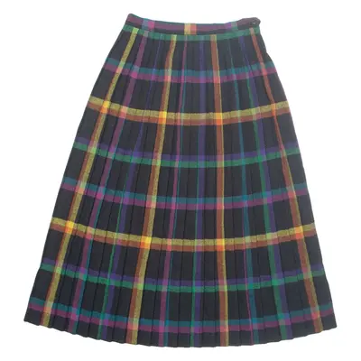 IRA JOYCE Womens Pleated Skirt Black Long Check S