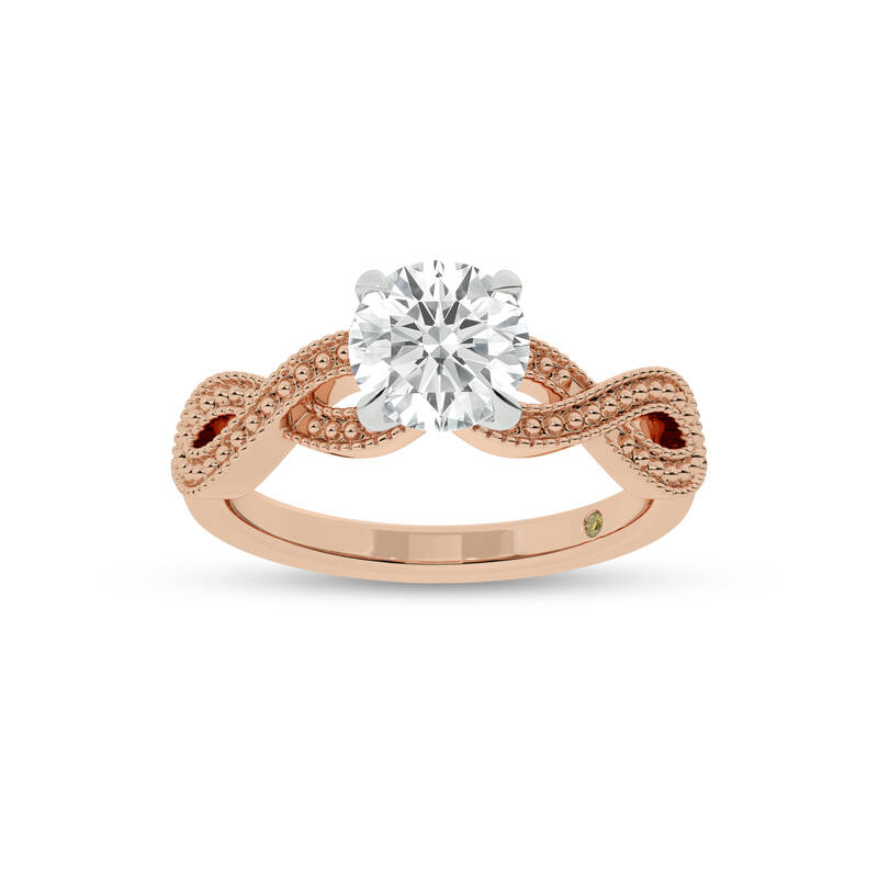 York Infinity Shank Round Lab Grown Diamond Engagement Ring | 14K Rose Gold 3 1/2 CT. TW.